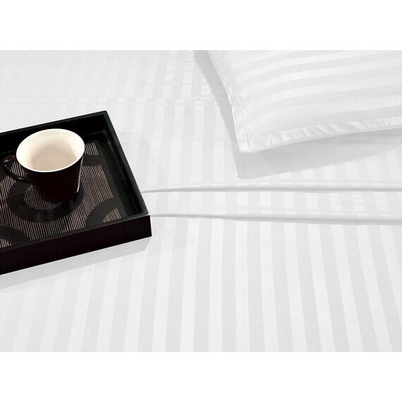 Elegant Comfort Luxuriöse, weiche Bettlaken Dobby Stripe 1500, Premium-Hotelqualität, Mikrofaser, Weichheit, knitter- und lichtbeständig (4-teilig) Bettwäsche-Set, Doppelbett, gestreift, Weiß