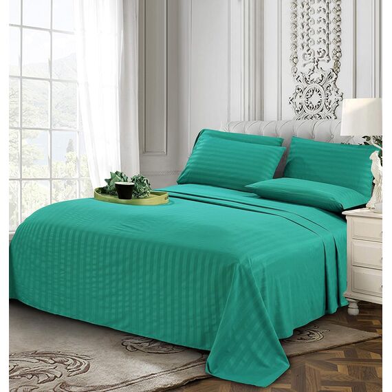 Elegant Comfort Luxuriöse weiche Bettlaken Dobby Stripe 1500, Premium-Hotelqualität, Mikrofaser, Weichheit, Knitter- und lichtbeständig (4-teilig), Bettwäscheset, Twin XL, gestreift, Santorini