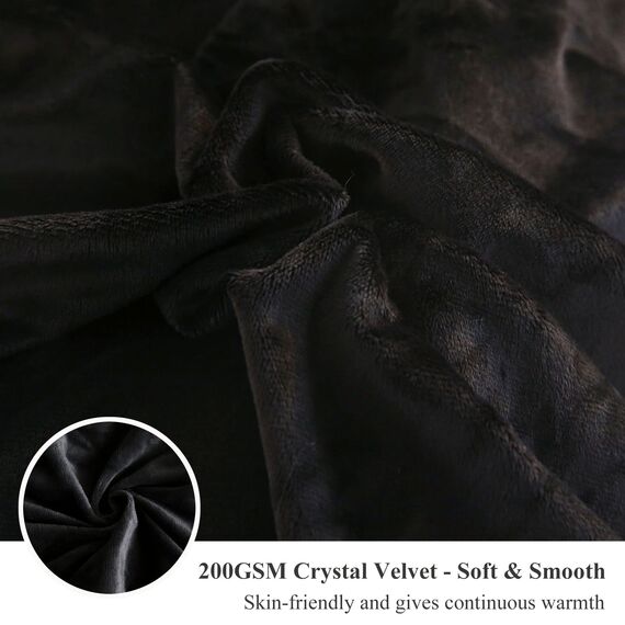 XeGe Luxuriöses, zotteliges Bettwäscheset, luxuriös, ultraweiches Kristallsamt, 3-teiliges Set (1 Bettbezug aus Kunstfell + 2 Kissenbezüge aus Kunstfell), Reißverschluss (Queensize, Black Ombre)