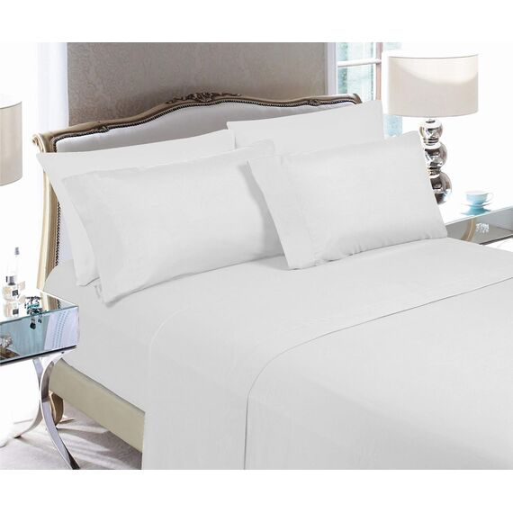 Elegant Comfort Luxuriöse weiche Bettlaken, 1500, Premium-Hotelqualität, Mikrofaser, Weichheit, Knitter- und lichtbeständig, 4-teilig, Doppelbettgröße, XL, Weiß