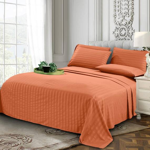 Elegant Comfort Luxuriöse weiche Bettlaken Dobby Stripe 1500, Premium-Hotelqualität, Mikrofaser, Weichheit, Knitter- und lichtbeständig (4-teilig), Bettwäsche-Set, Twin XL, Stripe Cooper