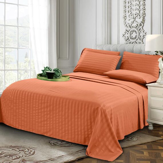 Elegant Comfort Luxuriöse, weiche Bettlaken Dobby Stripe 1500, Premium-Hotelqualität, Mikrofaser, Weichheit, Knitter- und lichtbeständig (4-teilig) Bettwäsche-Set, Twin, Stripe Cooper