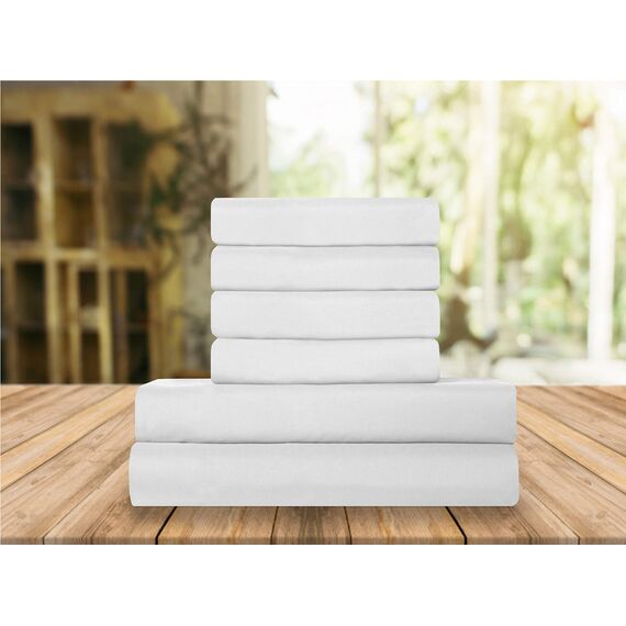 Elegant Comfort Luxuriöse weiche Bettlaken, 1500, Premium-Hotelqualität, Mikrofaser, Weichheit, Knitter- und lichtbeständig, 6-teilig, California King, Weiß