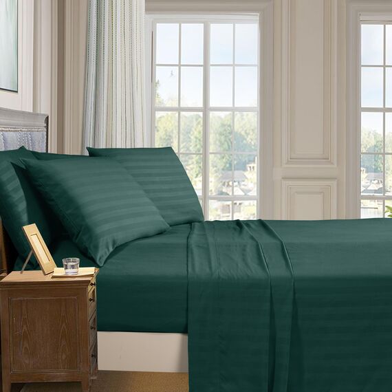 Elegant Comfort Luxuriöses weiches Bettlaken Dobby Stripe 1500, Premium-Hotelqualität, Mikrofaser, Weichheit, knitter- und lichtbeständig (6-teilig), Bettwäsche-Set, California-King-Size-Bett