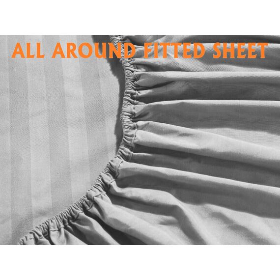 Elegant Comfort Luxuriöse, weiche Bettwäsche Dobby Stripe 1500, Premium-Hotelqualität, Mikrofaser, Weichheit, Knitter- und lichtbeständig (6-teilig), Kingsize-Bett, gestreift, Silbergrau