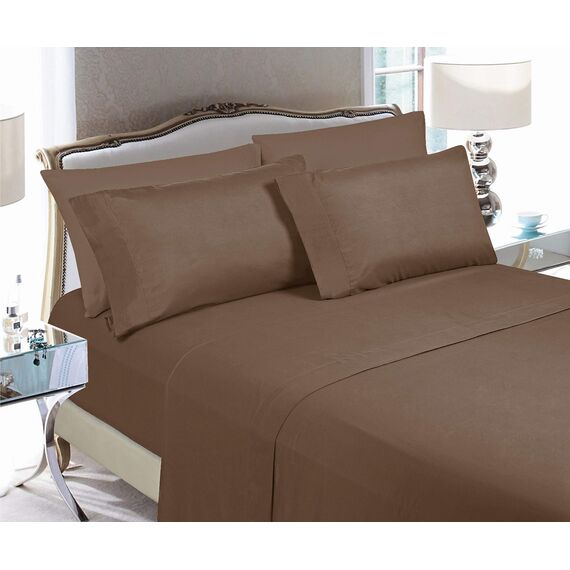 Elegant Comfort Luxuriöse weiche Bettlaken, 1500, Premium-Hotelqualität, Mikrofaser, weich, Knitter- und lichtbeständig, 6-teilig, California King, warmes Taupe
