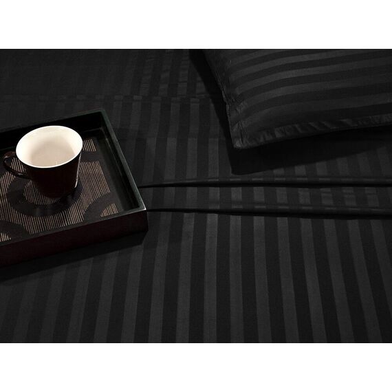 Elegant Comfort Luxuriöses weiches Bettlaken, Dobby-Streifen-1500, Premium-Hotelqualität, Mikrofaser, Weichheit, Knitter- und lichtbeständig (6-teilig), California-King-Size-Bett, Schwarz