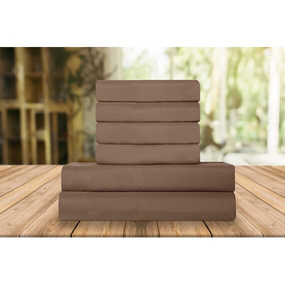 Elegant Comfort Luxuriöse weiche Bettlaken, 1500, Premium-Hotelqualität, Mikrofaser, weich, Knitter- und lichtbeständig, 6-teilig, California King, warmes Taupe