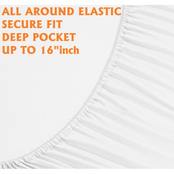 Elegant Comfort Luxuriöse weiche Bettlaken, 1500, Premium-Hotelqualität, Mikrofaser, weich, Knitter- und lichtbeständig, 6-teilig, Weiß