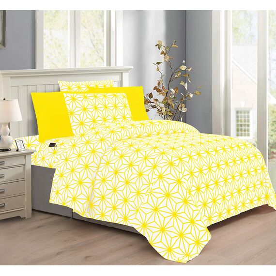 Elegant Comfort Luxuriöse weiche Bettlaken, Würfelmuster – 1500 Premium-Hotelqualität, Mikrofaser, Weichheit, Knitter- und lichtbeständig, 6-teilig, Gelb