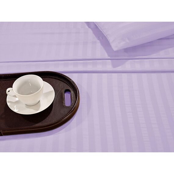 Elegant Comfort Luxuriöses, weiches Bettlaken, Dobby Stripe 1500, Premium-Hotelqualität, Mikrofaser, Weichheit, Knitter- und lichtbeständig (6-teilig), Doppelbett-Bettwäsche-Set, Lavendel