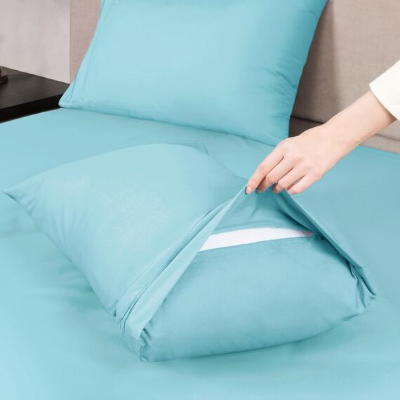 Mejoroom King-Size-Bettlaken, Fadenzahl 1800, Luxus-Kingsize-Bettlaken mit 38.1 cm tiefer Tasche, Premium-Bettwäsche-Kollektion, extra weich, atmungsaktiv, knitterfrei, 4-teilig (Kingsize, Aqua)
