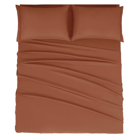 Mejoroom Queen-Size-Bettlaken-Set, luxuriöse Hotel-Bettwäsche und Kissenbezüge, Spannbettlaken mit tiefen Taschen, weich, atmungsaktiv, knitter- und lichtbeständig, 4-teilig (Queen, Terrakotta)