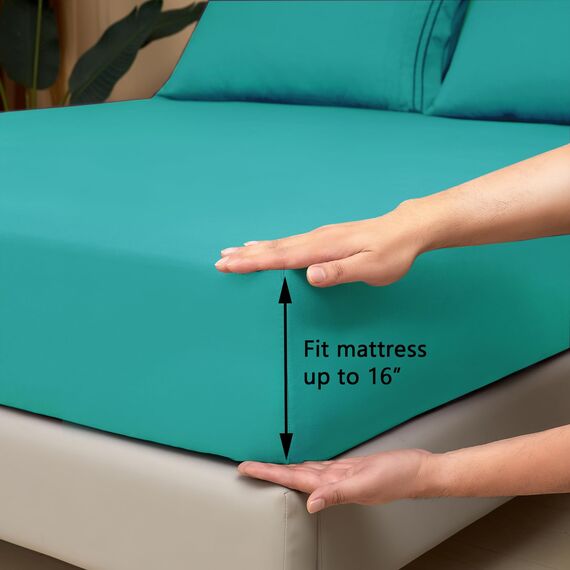 Mejoroom Bettwäsche-Set für Doppelbetten – Hotel-Luxus-Mikrofaser-Bettlaken und Kissenbezug-Set, passend für Studentenwohnheim-Matratze, hypoallergen, knitterfrei und atmungsaktiv, XL, Blaugrün)