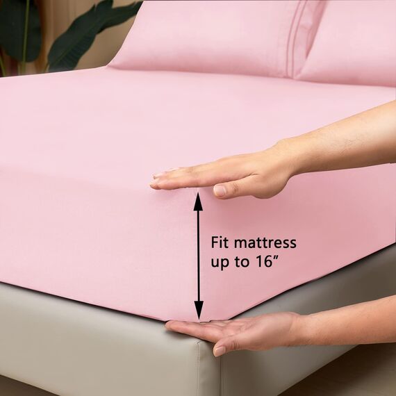 Mejoroom California-King-Size-Bettlaken-Set, weiche Mikrofaser, Spannbettlaken mit tiefen Taschen, hypoallergen, knitterfrei und atmungsaktiv, 4-teilig (Kalifornia Kingsize, Blush Pink)