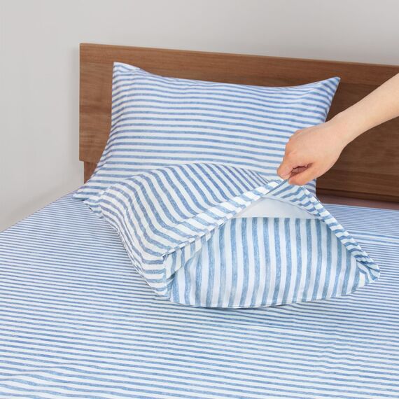 Mejoroom Gestreiftes Bettwäsche-Set für King-Size-Betten – weiche Mikrofaser, Spannbettlaken mit tiefen Taschen, weich, atmungsaktiv, knitter- und lichtbeständig – 4-teilig (blaue Streifen)