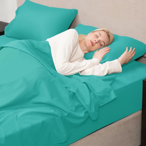 Mejoroom Bettwäsche-Set für Doppelbetten – Hotel-Luxus-Mikrofaser-Bettlaken und Kissenbezug-Set, passend für Studentenwohnheim-Matratze, hypoallergen, knitterfrei und atmungsaktiv, XL, Blaugrün)
