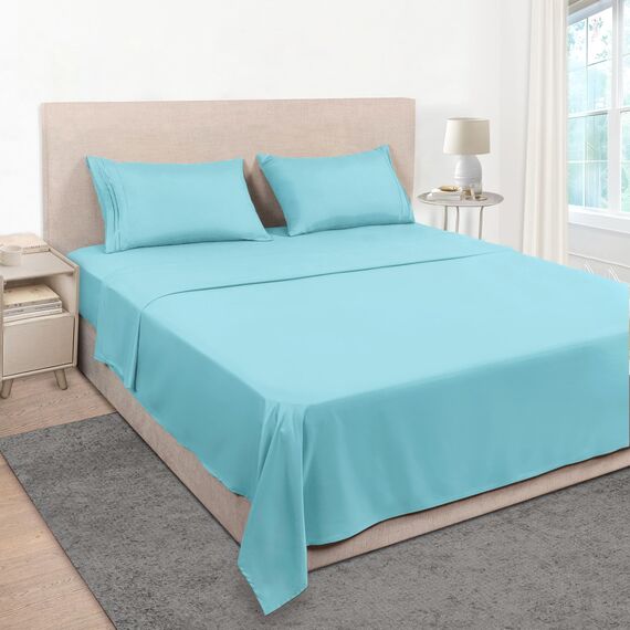 Mejoroom King-Size-Bettlaken, Fadenzahl 1800, Luxus-Kingsize-Bettlaken mit 38.1 cm tiefer Tasche, Premium-Bettwäsche-Kollektion, extra weich, atmungsaktiv, knitterfrei, 4-teilig (Kingsize, Aqua)