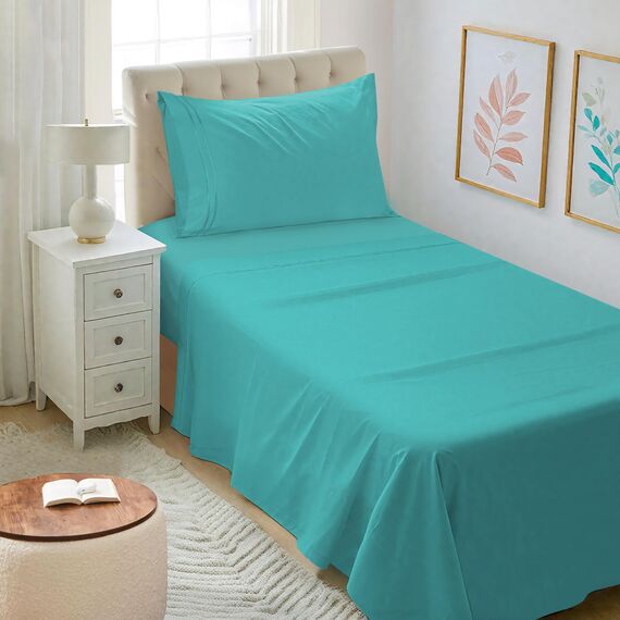 Mejoroom Bettwäsche-Set für Doppelbetten – Hotel-Luxus-Mikrofaser-Bettlaken und Kissenbezug-Set, passend für Studentenwohnheim-Matratze, hypoallergen, knitterfrei und atmungsaktiv, XL, Blaugrün)