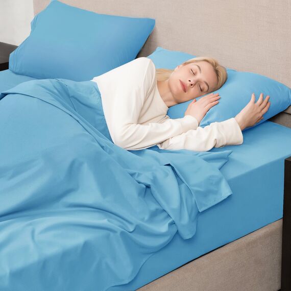 Mejoroom California King-Size-Bettlaken-Set, weiche Mikrofaser, Spannbettlaken mit tiefen Taschen, atmungsaktiv, knitter- und lichtbeständig, 4-teilig (California Kingsize, Jeansblau