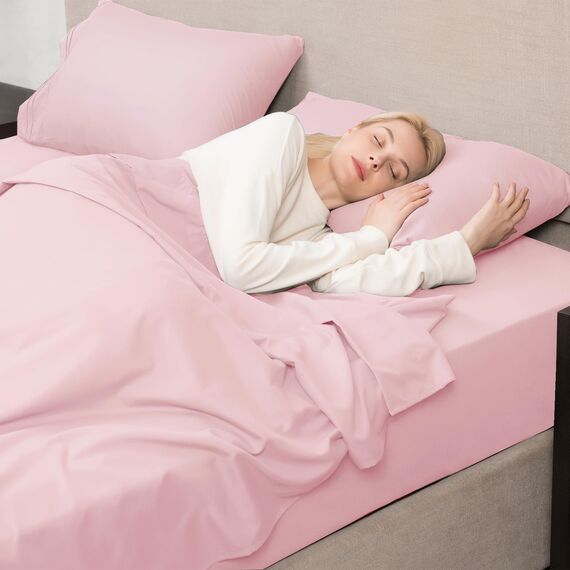 Mejoroom California-King-Size-Bettlaken-Set, weiche Mikrofaser, Spannbettlaken mit tiefen Taschen, hypoallergen, knitterfrei und atmungsaktiv, 4-teilig (Kalifornia Kingsize, Blush Pink)