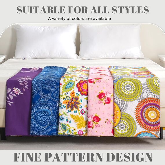 Bedlifes Queen-Bettwäsche-Set, ultraweich, atmungsaktiv, seidige Blumen, Tiefe Taschen, 100% Mikrofaser, 4-teilig, Queen-Size-Größe, Dunkelviolett mit Blumenmuster