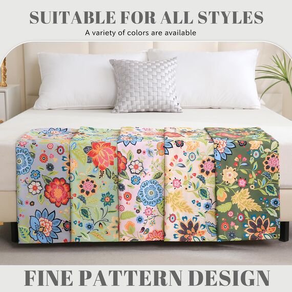 Bedlifes Bettwäsche-Set für Kingsize-Bett, ultraweich, atmungsaktiv, seidige Blumen, tiefe Taschen, 100 % Mikrofaser, 4-teilig, King-Size-Größe mit Blumenmuster