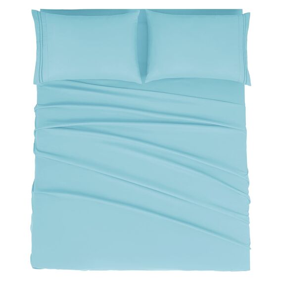 Mejoroom Bettlaken für Queen-Size-Betten, Fadenzahl 1800, luxuriös, ägyptische Queensize-Betten, 38.1 cm tiefe Tasche, Premium-Bettwäsche-Kollektion, extra weich, atmungsaktiv, 4-teilig (Queen, Aqua)