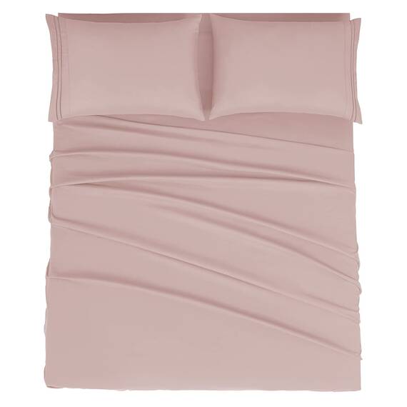 Mejoroom King-Size-Bettlaken, Fadenzahl 1800, Luxus-Kingsize-Bettlaken mit 38.1 cm tiefer Tasche, Premium-Bettwäsche-Kollektion, extra weich, atmungsaktiv, 4-teilig (Kingsize, Dusty Pink)