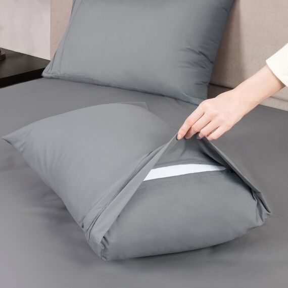Mejoroom Bettwäsche-Set, extra weich, luxuriös, King-Size-Bettlaken, mit 38.1 cm tiefer Tasche, Premium-Bettwäsche-Kollektion, atmungsaktiv, knitterfrei, schmutzabweisend, 4-teilig (Kingsize, Grau)