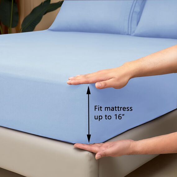 Mejoroom Bettwäsche-Set, King-Size-Bett, 38,1 cm tiefe Taschen, Fadenzahl 1800, Mikrofaser, superweich, hypoallergen, atmungsaktiv, verblasst nicht, knittert kühl, warm, 4-teilig (Kingsize, Lake Blue)