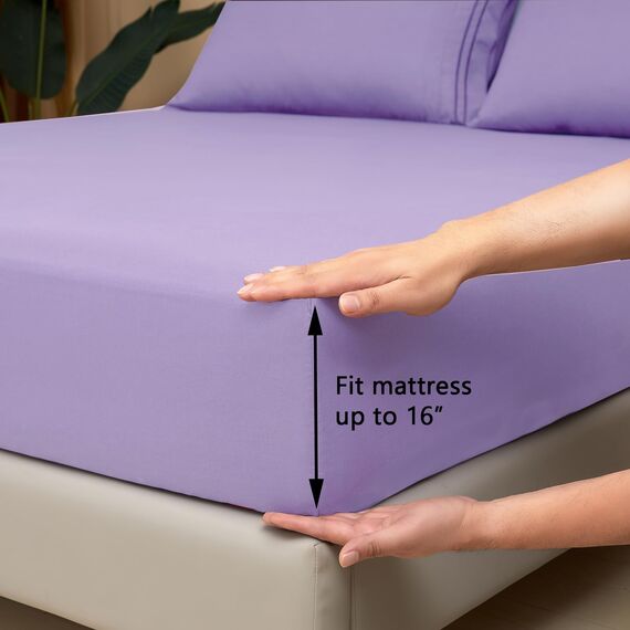 Mejoroom Bettwäsche-Set, extra weich, luxuriös, Queen-Size-Bettlaken mit 38.1 cm tiefer Tasche, Premium-Bettwäsche-Kollektion – atmungsaktiv, knitterfrei, fleckenabweisend, 4-teilig (Queen, Violett)