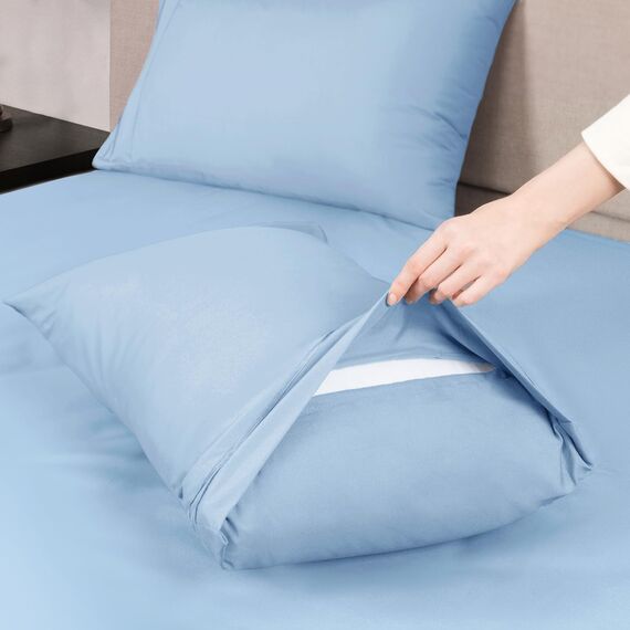 Mejoroom Bettwäsche-Set, King-Size-Bett, 38,1 cm tiefe Taschen, Fadenzahl 1800, Mikrofaser, superweich, hypoallergen, atmungsaktiv, verblasst nicht, knittert kühl, warm, 4-teilig (Kingsize, Lake Blue)