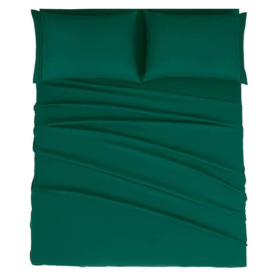 Mejoroom Queen-Size-Bettlaken-Set, luxuriöse Hotel-Bettwäsche und Kissenbezüge für 1800, tiefes Spannbetttuch, weich, atmungsaktiv, knitter- und lichtbeständig, 4-teilig (Queen, Smaragdgrün)