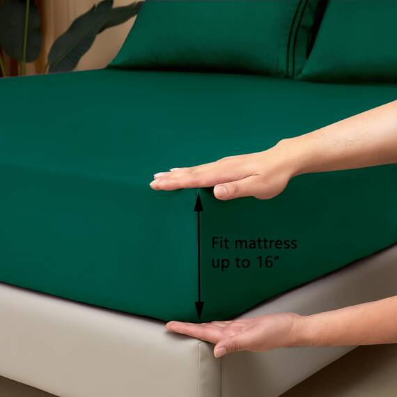 Mejoroom Queen-Size-Bettlaken-Set, luxuriöse Hotel-Bettwäsche und Kissenbezüge für 1800, tiefes Spannbetttuch, weich, atmungsaktiv, knitter- und lichtbeständig, 4-teilig (Queen, Smaragdgrün)