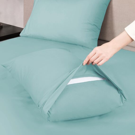 Mejoroom Bettlaken-Set in voller Größe, weiche Mikrofaser, Spannbettlaken mit tiefen Taschen, atmungsaktiv, knitter- und lichtbeständig, 4-teilig (Vollbett, Meerschaum)