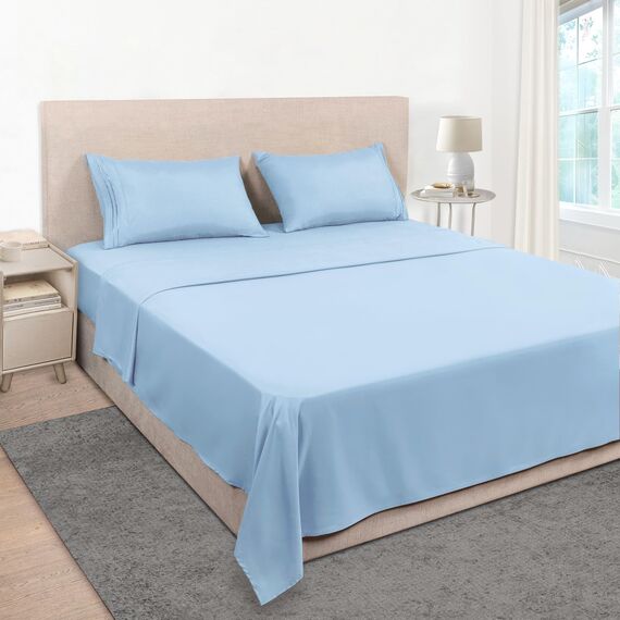 Mejoroom Bettwäsche-Set, King-Size-Bett, 38,1 cm tiefe Taschen, Fadenzahl 1800, Mikrofaser, superweich, hypoallergen, atmungsaktiv, verblasst nicht, knittert kühl, warm, 4-teilig (Kingsize, Lake Blue)