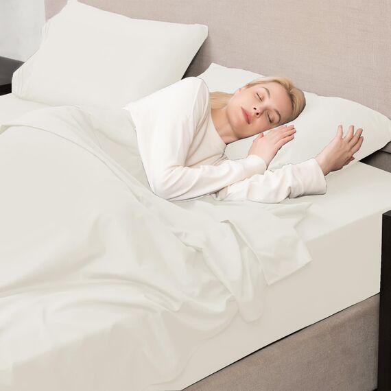 Mejoroom California King-Size-Bettlaken-Set, weiche Mikrofaser, Spannbettlaken mit tiefen Taschen, atmungsaktiv, knitter- und lichtbeständig, 4-teilig (California Kingsize, Elfenbein)