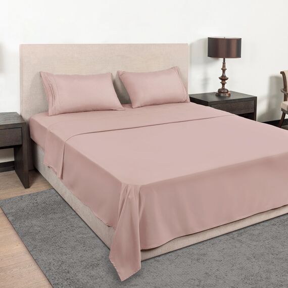 Mejoroom California King-Size-Bettlaken-Set, weiche Mikrofaser, Spannbettlaken mit tiefen Taschen, atmungsaktiv, knitter- und lichtbeständig, 4-teilig (California Kingsize, Altrosa)