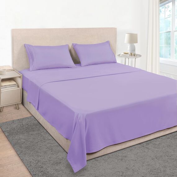 Mejoroom Bettwäsche-Set für Doppelbetten – Bettlaken und Kissenbezüge für Kinder – Hotel-Luxus-Bettlaken für Jungen und Mädchen – Spannbettlaken mit tiefen Taschen, 3-teilig (Doppelbett, Violett)