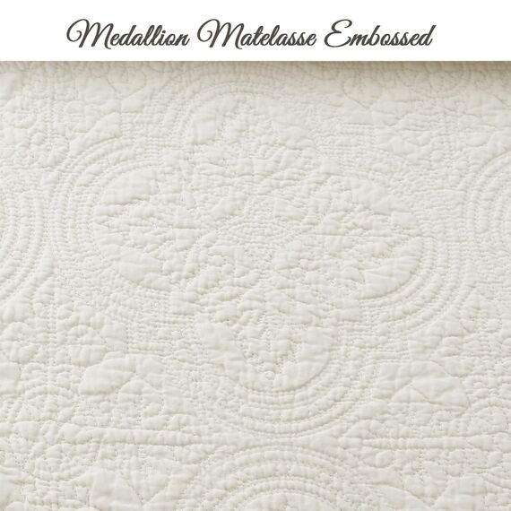 Cozy Line Home Fashions Viktorianisches Medaillon-Bettwäsche-Set, Elfenbein, Matelasse, geprägt, 100% Baumwolle, Bettbezug, für Schlafzimmer/Gästezimmer (Blantyre – Elfenbein, King – 3-teilig)