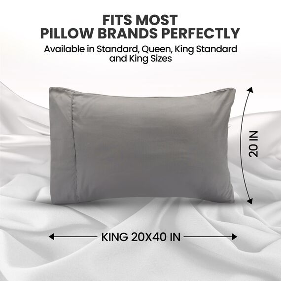 Utopia Bedding King-Size-Kissenbezüge – 2er-Pack – Hotelverschluss – weicher, gebürsteter Mikrofaserstoff – schrumpf- und farbecht, Kissenbezüge 20 X 40 Inches (Kingsize, Grau)