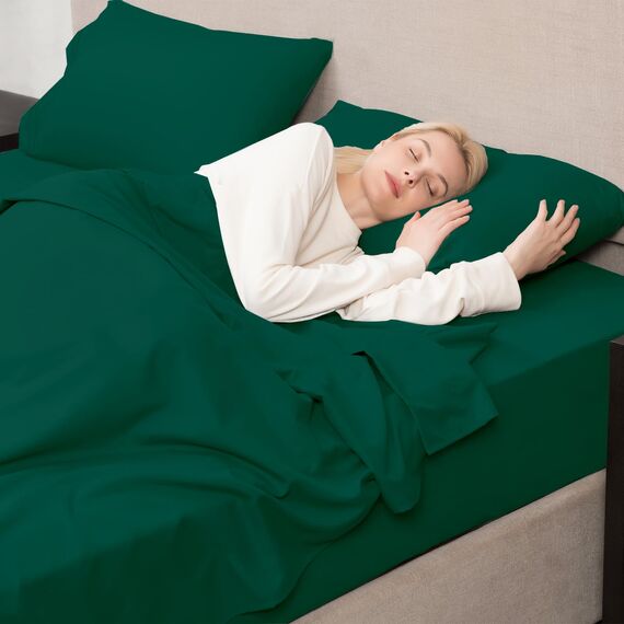 Mejoroom Bettwäsche-Set in voller Größe, 40,6 cm tiefe Bettlaken und Kissenbezüge, Mikrofaser-Bettwäsche-Set aus der Kollektion 1800, extra weich, farbecht und knitterfrei, 4-teilig (voll, Smaragdgrün