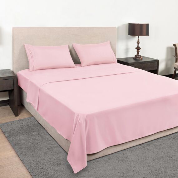 Mejoroom Bettlaken-Set in voller Größe, weiche Mikrofaser, Spannbettlaken mit tiefen Taschen, atmungsaktiv, knitter- und lichtbeständig, 4-teilig (Full, Blush Pink)