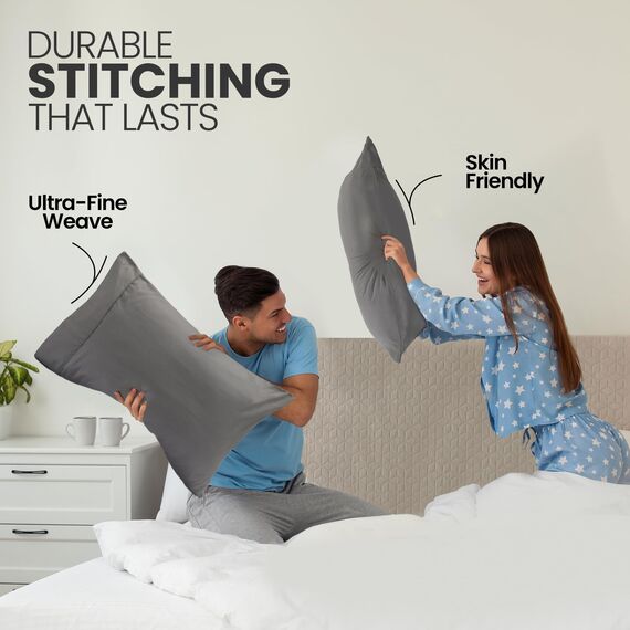 Utopia Bedding King-Size-Kissenbezüge – 2er-Pack – Hotelverschluss – weicher, gebürsteter Mikrofaserstoff – schrumpf- und farbecht, Kissenbezüge 20 X 40 Inches (Kingsize, Grau)