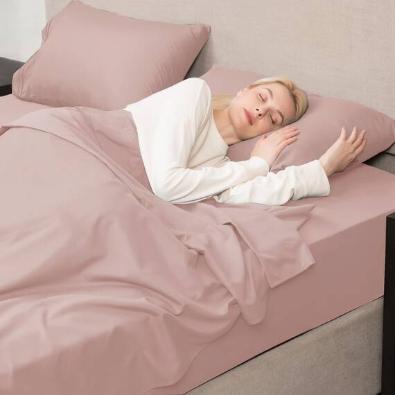 Mejoroom King-Size-Bettlaken, Fadenzahl 1800, Luxus-Kingsize-Bettlaken mit 38.1 cm tiefer Tasche, Premium-Bettwäsche-Kollektion, extra weich, atmungsaktiv, 4-teilig (Kingsize, Dusty Pink)