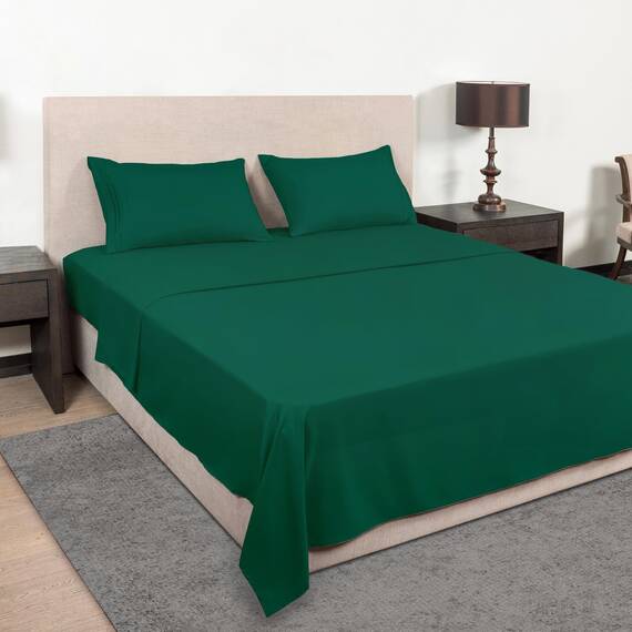 Mejoroom Queen-Size-Bettlaken-Set, luxuriöse Hotel-Bettwäsche und Kissenbezüge für 1800, tiefes Spannbetttuch, weich, atmungsaktiv, knitter- und lichtbeständig, 4-teilig (Queen, Smaragdgrün)