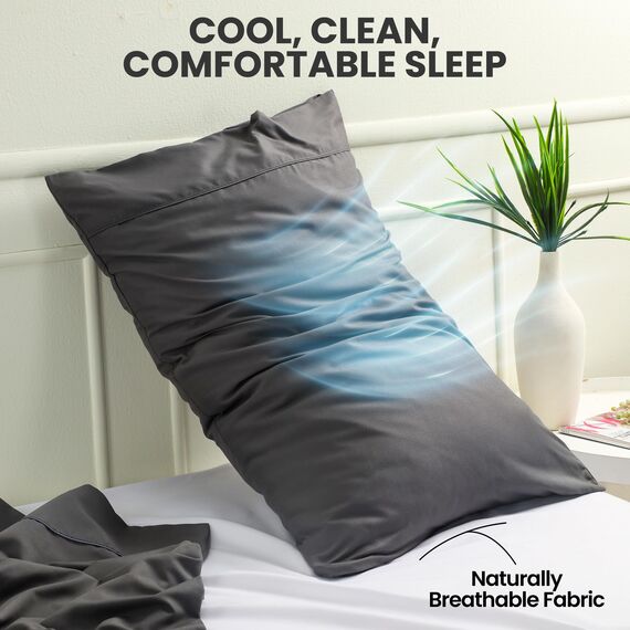 Utopia Bedding King-Size-Kissenbezüge – 2er-Pack – Hotelverschluss – weicher, gebürsteter Mikrofaserstoff – schrumpf- und farbecht, Kissenbezüge 20 X 40 Inches (Kingsize, Grau)