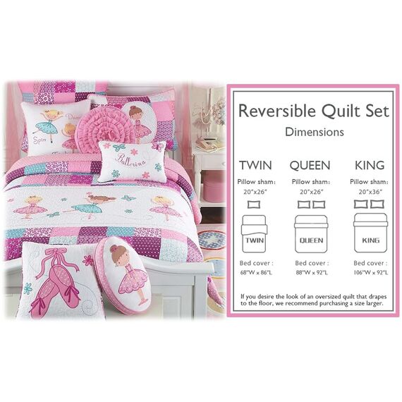 Little Dancer Wende-Bettwäsche-Set mit Schmetterlings-Blumenstickerei, 100 % Baumwolle, Tagesdecken (7-teilig: 1 Steppdecke + 1 Standard-Kissenbezug + 5 dekorative Kissen)