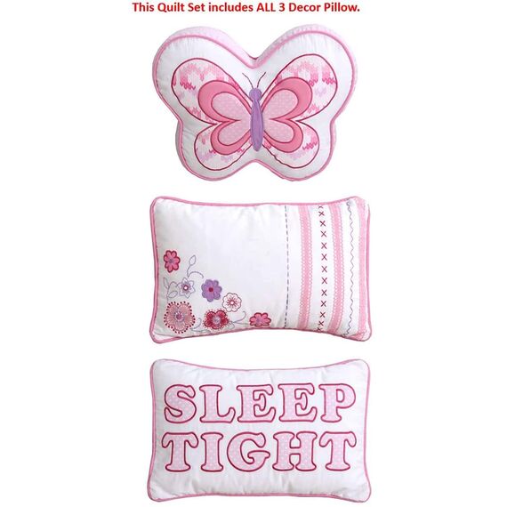wethug Cozy Line Home Fashions Butterfly Fair Isle 100% Cotton Reversible Quilt Bedding Set, Coverlet, Bedspreads (Queen - 6 Piece: 1 Quilt + 2 Standard Sham + 3 Decorative Pillows)